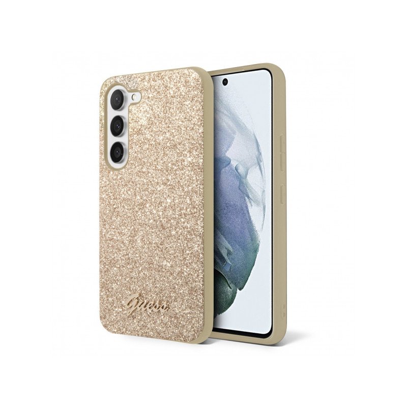 Viedtālruņa aizmugurējais vāciņš Samsung Galaxy S23 Plus Glitter Flakes Gold, With Design