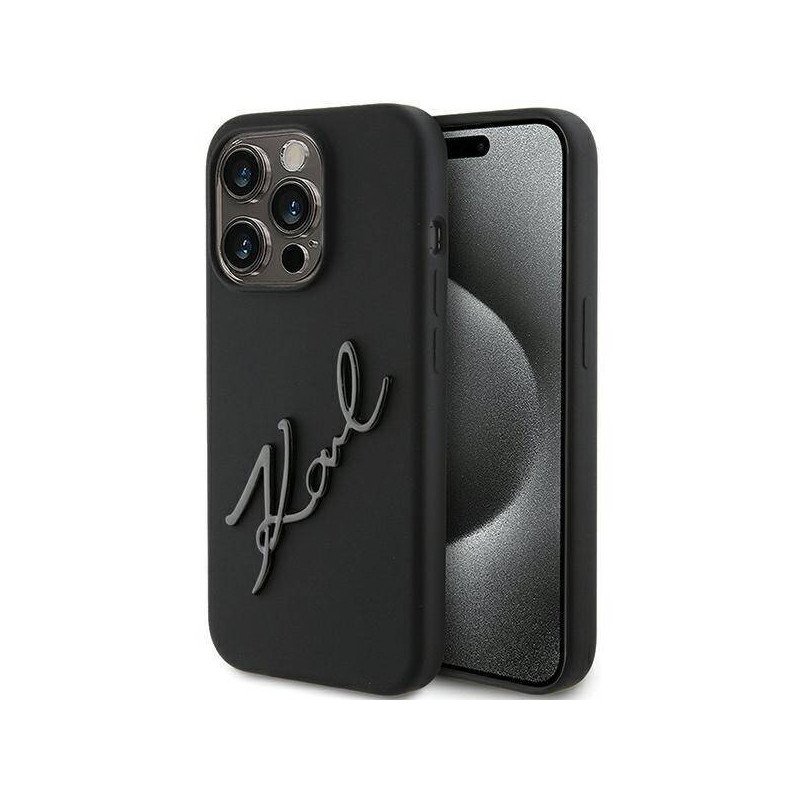 Viedtālruņa aizmugurējais vāciņš Apple iPhone 15 Pro Karl Script Black