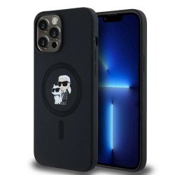 Viedtālruņa aizmugurējais vāciņš Apple iPhone 13 Pro Max Ikonik Karl and Choupette mag Black