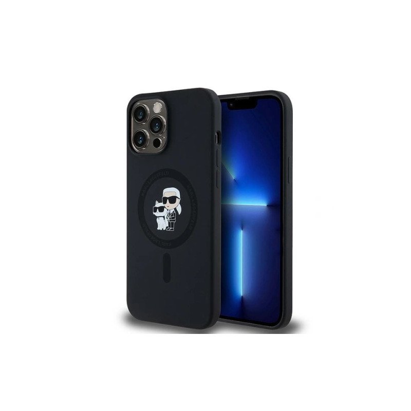 Viedtālruņa aizmugurējais vāciņš Apple iPhone 13 Pro Max Ikonik Karl and Choupette mag Black
