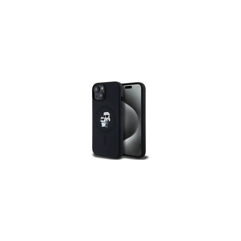 Viedtālruņa aizmugurējais vāciņš Apple Iphone 15 Ikonik Karl and Choupette mag Black