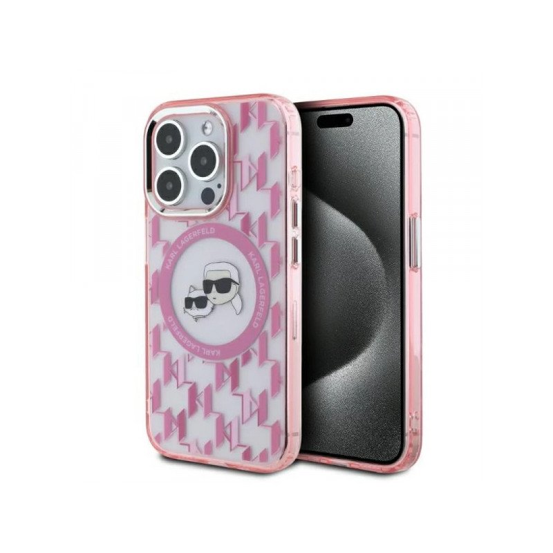 Viedtālruņa aizmugurējais vāciņš Apple iPhone 15 Pro Monogram Mag Pink, Transparent