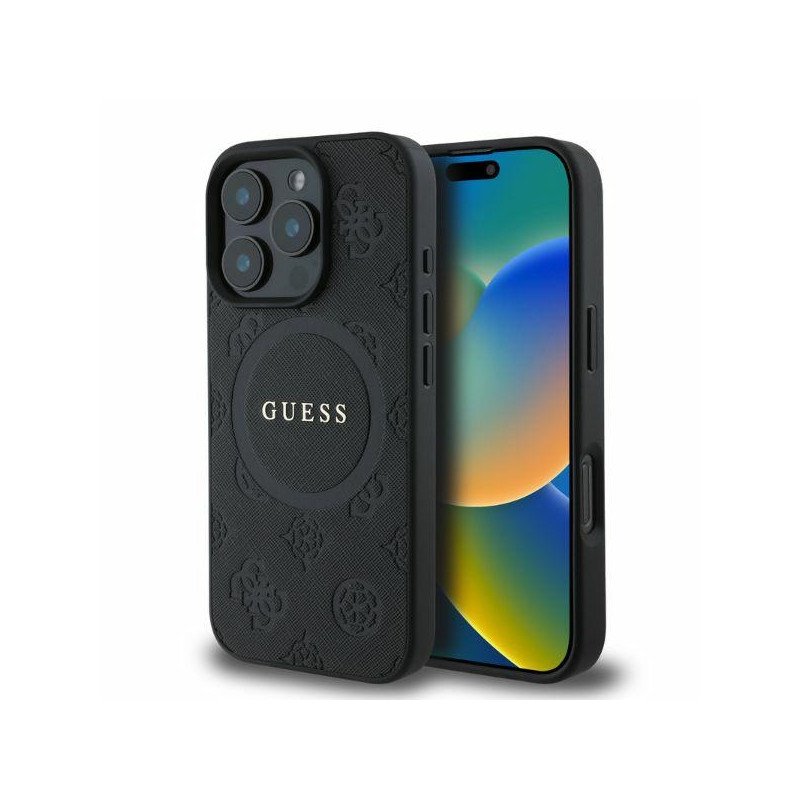 Viedtālruņa aizmugurējais vāciņš Apple iPhone 16 Pro Saffiano collection Black, With Design