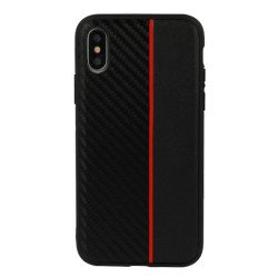 Viedtālruņa aizmugurējais vāciņš Samsung Galaxy S10E Moto Carbon Red Stripe Black
