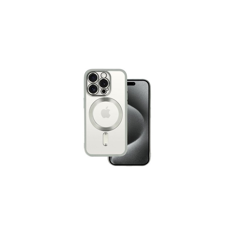 Viedtālruņa aizmugurējais vāciņš Apple iPhone 14 Pro Max Metallic Magsafe case Silver, Transparent