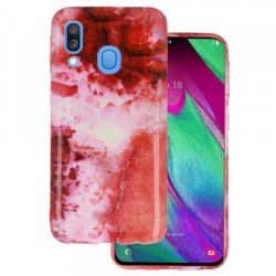 Viedtālruņa aizmugurējais vāciņš Samsung Galaxy A40 Marble Silicone Design 5 Red, With Design