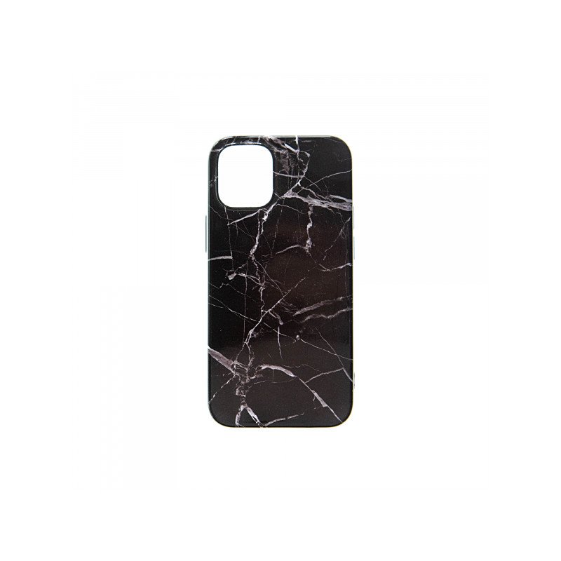 Viedtālruņa aizmugurējais vāciņš Apple iPhone 12 Mini Marble Silicone Design 6 Black, With Design