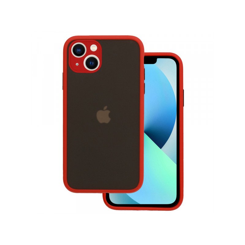 Viedtālruņa aizmugurējais vāciņš Samsung Galaxy A13 Color Button Bumper Red, Transparent