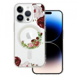 Viedtālruņa aizmugurējais vāciņš Apple Iphone 15 Plus Flower Magsafe design 2 Transparent, With Design