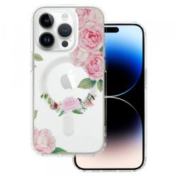 Viedtālruņa aizmugurējais vāciņš Apple iPhone 15 Pro Max Flower Magsafe design 3 Transparent, With Design