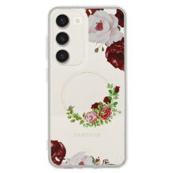 Viedtālruņa aizmugurējais vāciņš Samsung Galaxy S23 FE Flower design 2 Maroon, Transparent