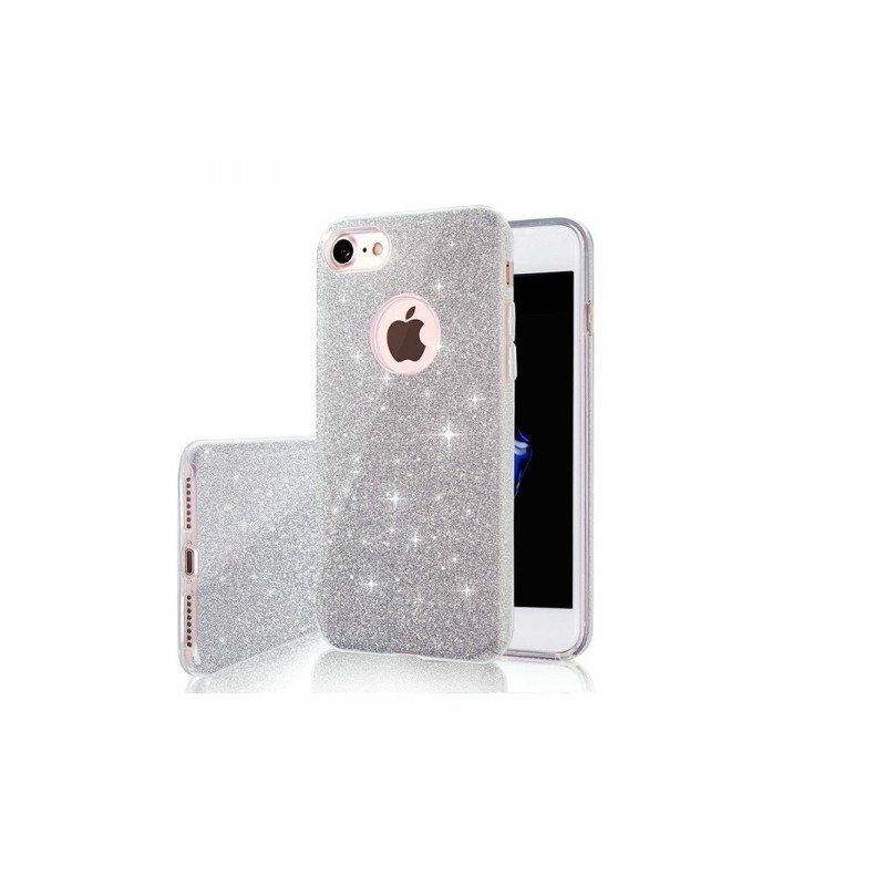 Viedtālruņa aizmugurējais vāciņš Apple iPhone 15 Pro Max Glitter 3 in 1 Silver