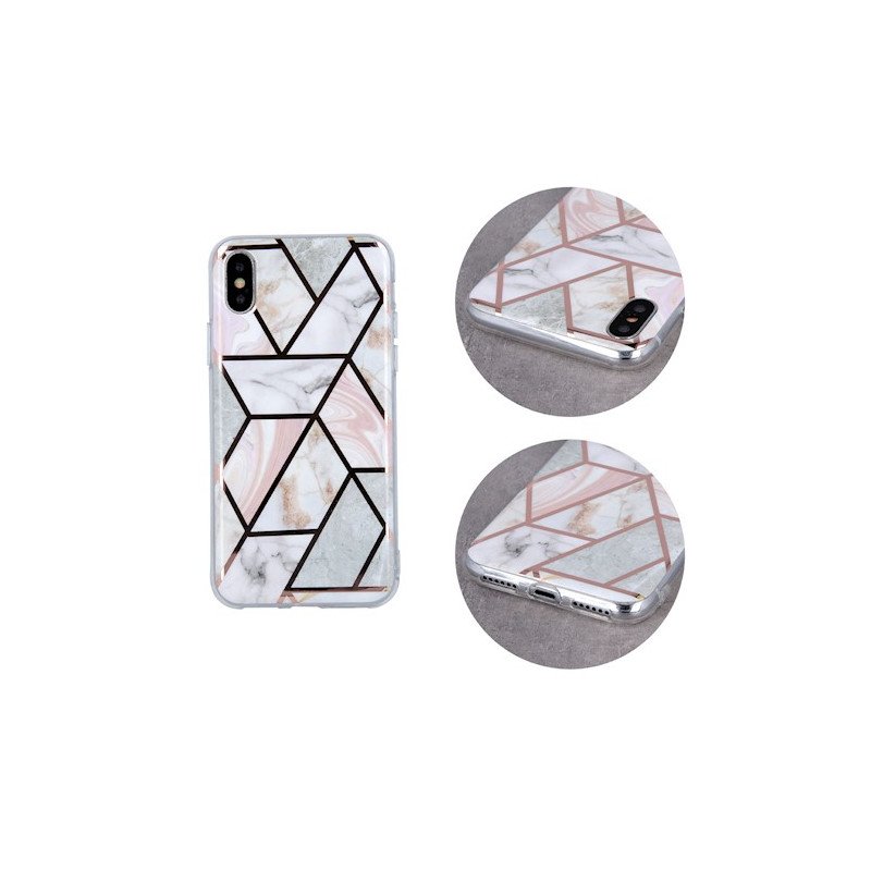 Viedtālruņa aizmugurējais vāciņš Huawei P30 Lite Geometric Marmur Pink, With Design