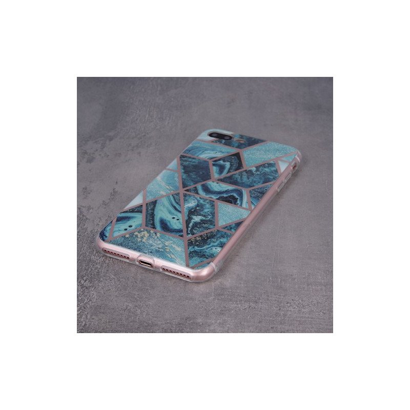 Viedtālruņa aizmugurējais vāciņš Apple iPhone 7 / 8 / SE 20 / SE 22 Geometric Marmur Dark Blue, With Design