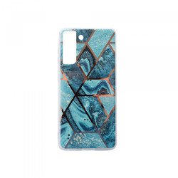 Viedtālruņa aizmugurējais vāciņš Samsung Galaxy S21 Geometric Marmur Dark Blue, With Design