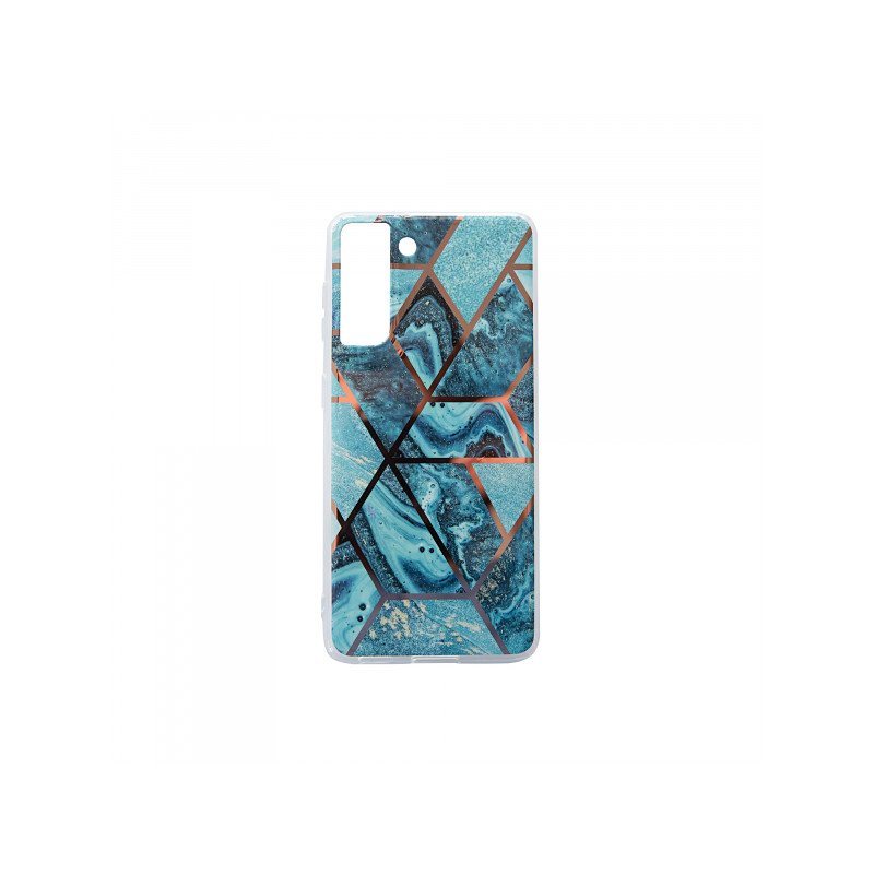Viedtālruņa aizmugurējais vāciņš Samsung Galaxy S21 Geometric Marmur Dark Blue, With Design