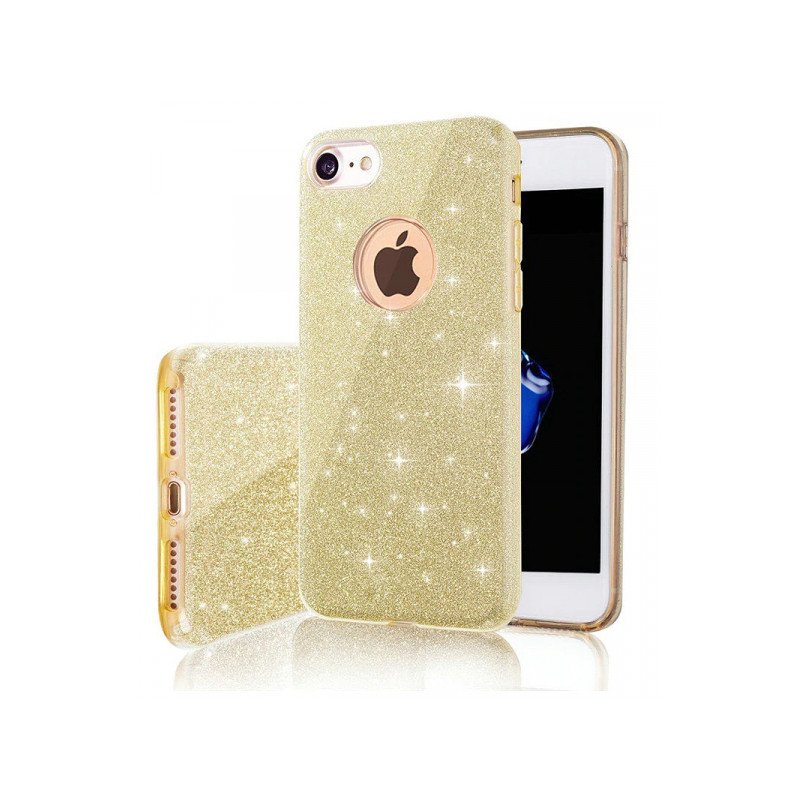 Viedtālruņa aizmugurējais vāciņš Samsung Galaxy A03S Glitter 3 in 1 Gold, With Design