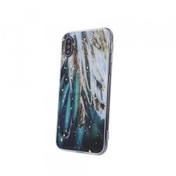 Viedtālruņa aizmugurējais vāciņš Samsung Galaxy S22 Ultra Gold Glam Feathers Green, With Design