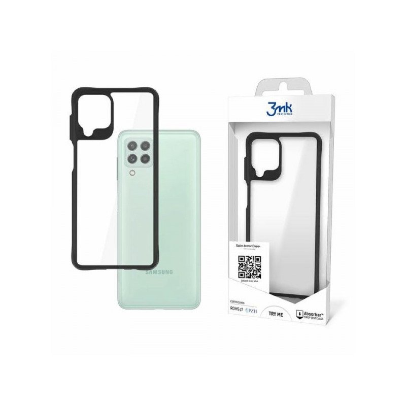 Viedtālruņa aizmugurējais vāciņš Samsung Galaxy A22 Satin Armor Case + Black, Transparent