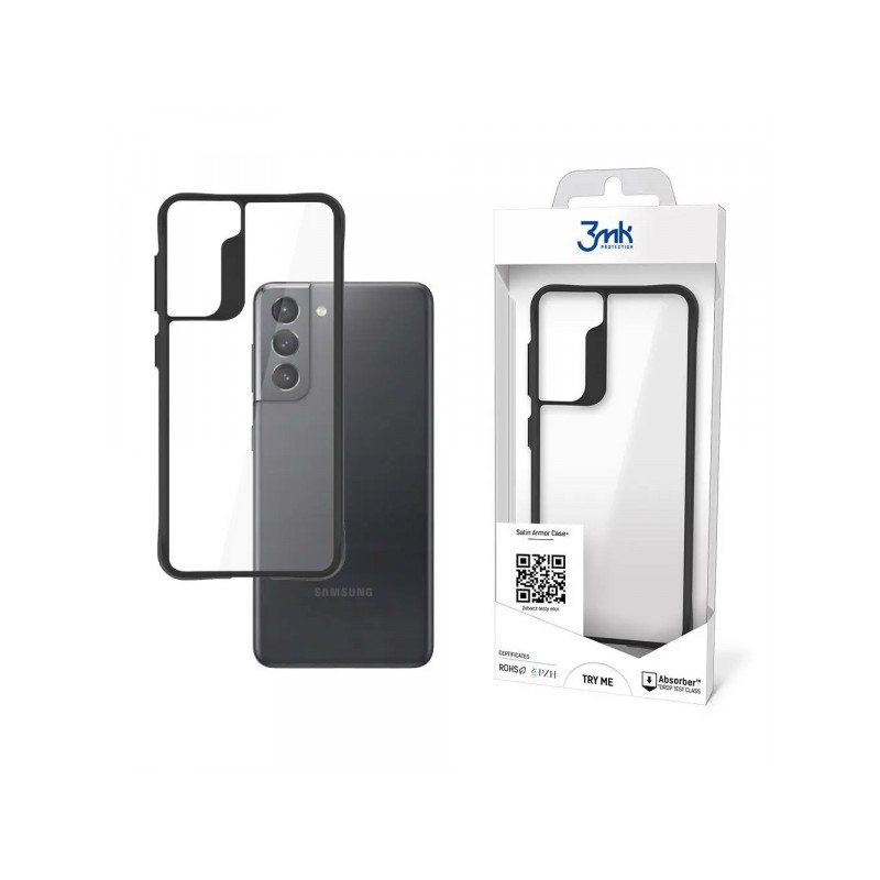 Viedtālruņa aizmugurējais vāciņš Samsung Galaxy S21 Plus Satin Armor Case + Black, Transparent