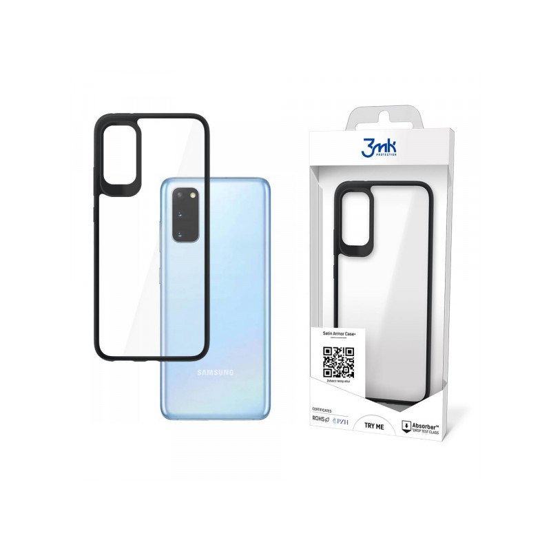 Viedtālruņa aizmugurējais vāciņš Samsung Galaxy S20 Satin Armor Case + Black, Transparent