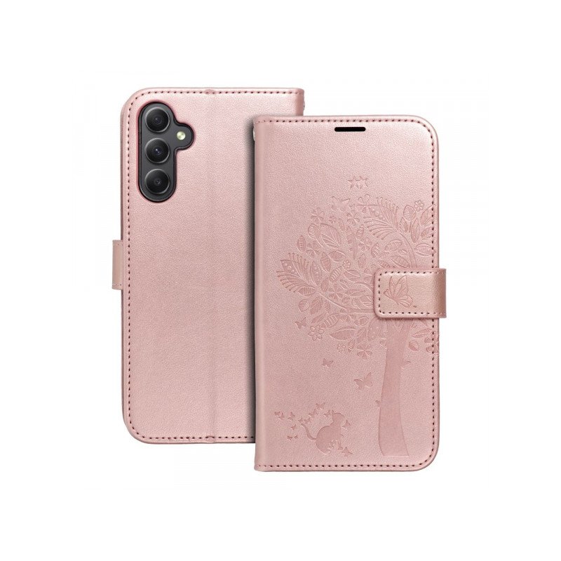 Viedtālruņa atveramais maciņš Samsung Galaxy A34 5G Mezzo Book Tree Rose Gold