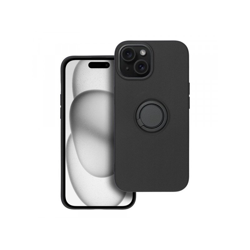 Viedtālruņa aizmugurējais vāciņš Apple Iphone 15 Silicone Ring Black