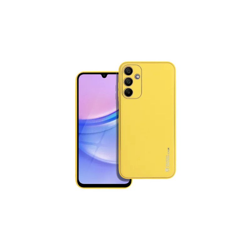 Viedtālruņa aizmugurējais vāciņš Samsung Galaxy A15 5G Leather Yellow