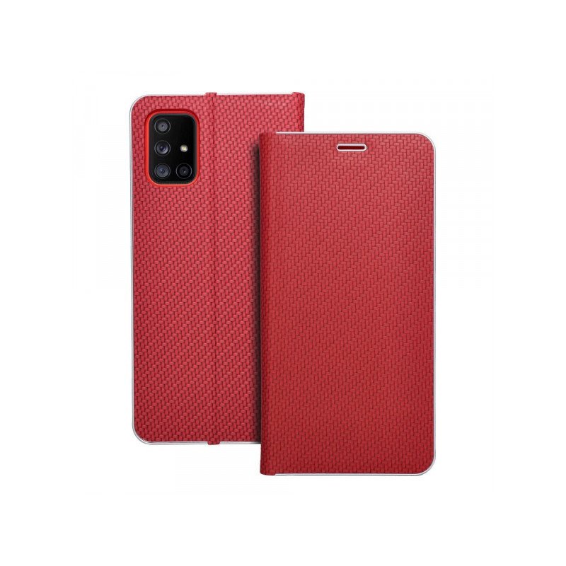 Viedtālruņa atveramais maciņš Samsung Galaxy A71 Luna Book Carbon Red
