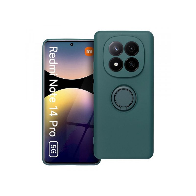 Viedtālruņa aizmugurējais vāciņš Xiaomi Redmi Note 14 Pro 5G Silicone Ring Case Green