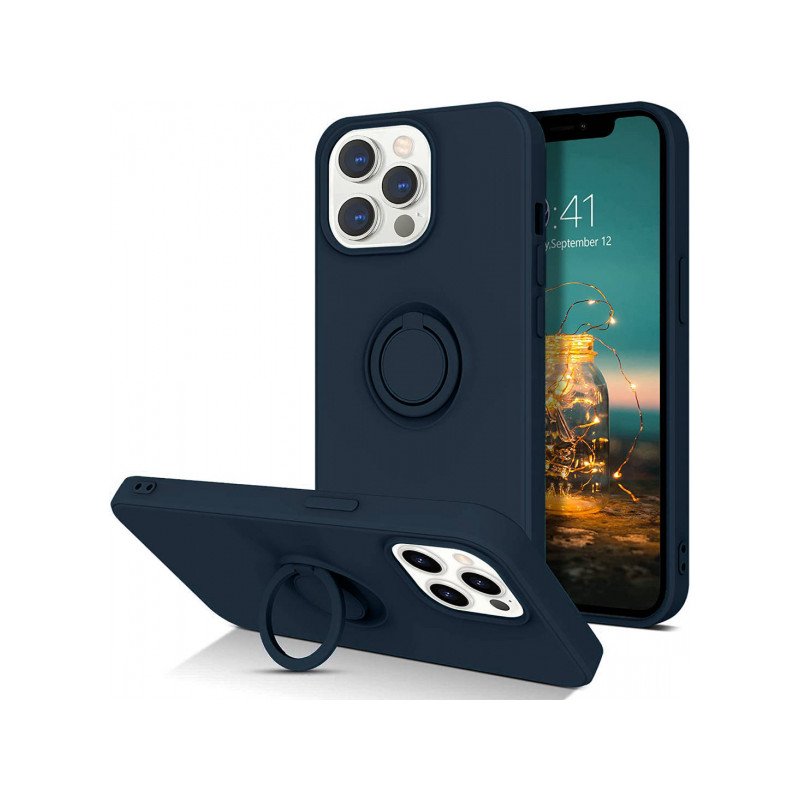 Viedtālruņa aizmugurējais vāciņš Apple iPhone 12 Pro Max Silicone Ring Dark Blue