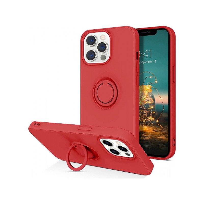 Viedtālruņa aizmugurējais vāciņš Apple iPhone 12 Pro Max Silicone Ring Red