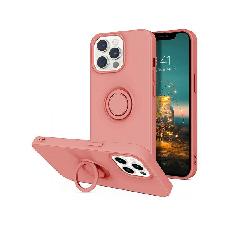 Viedtālruņa aizmugurējais vāciņš Apple iPhone 12 Pro Max Silicone Ring Pink