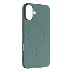 Viedtālruņa aizmugurējais vāciņš Apple Iphone 16 Silicon Mag case Dark Green