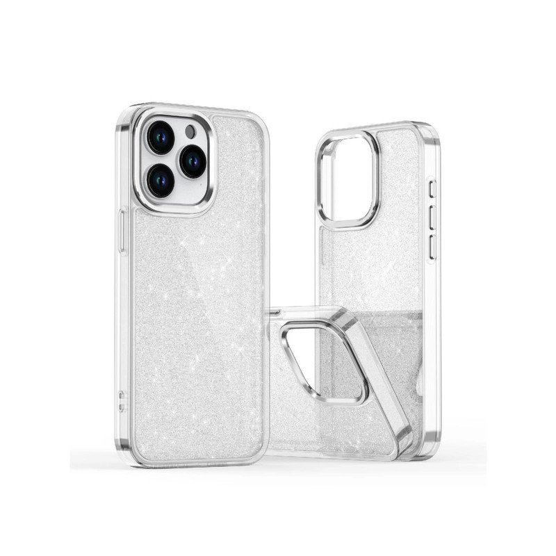 Viedtālruņa aizmugurējais vāciņš Apple Iphone 16 Crystal Glitter Transparent, White