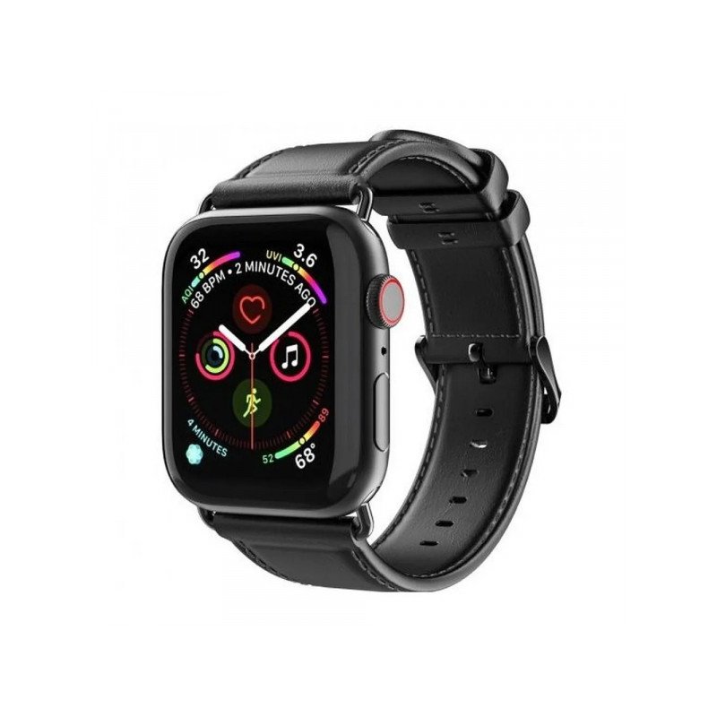 Viedpulksteņa siksniņa Apple Leather strap for Apple Watch 42 / 44 / 45 / 49 mm Black