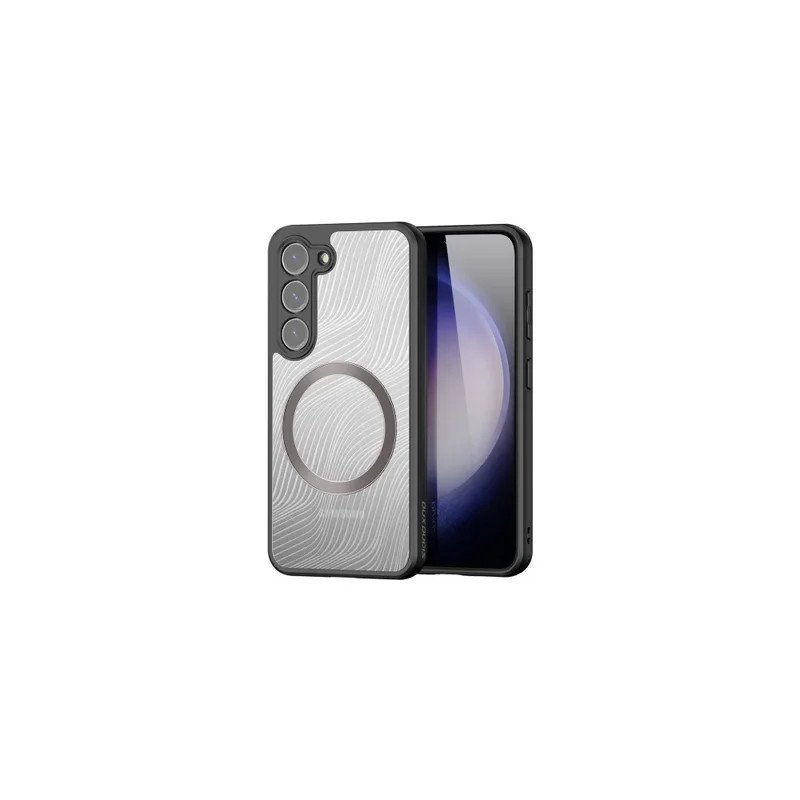 Viedtālruņa aizmugurējais vāciņš Samsung Galaxy S23 Aimo Mag Black, Transparent