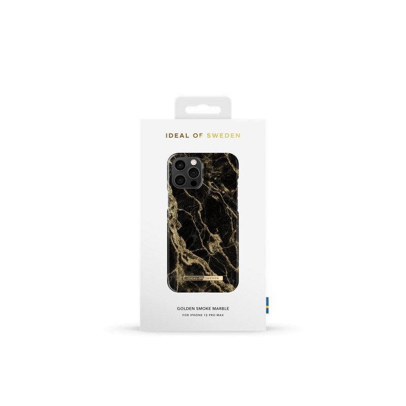 Viedtālruņa aizmugurējais vāciņš Apple iPhone 12 Pro Max Golden Smoke Marble Black, Gold, With Design