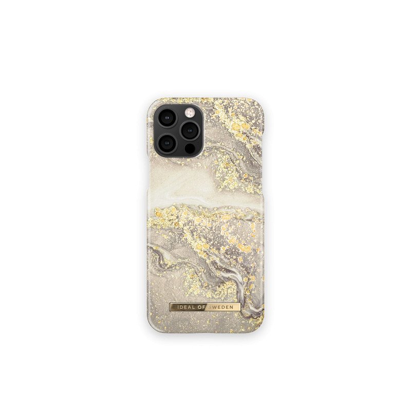 Viedtālruņa aizmugurējais vāciņš Apple iPhone 12 Pro Sparkle Greige Marble Beige, Gold, With Design