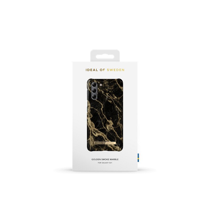 Viedtālruņa aizmugurējais vāciņš Samsung Galaxy S21 Golden Smoke Marble Black, Gold, With Design
