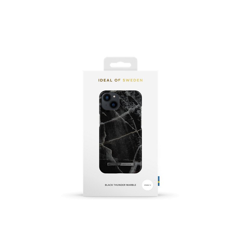Viedtālruņa aizmugurējais vāciņš Apple iPhone 13 Black Thunder Marble Black, Grey, With Design