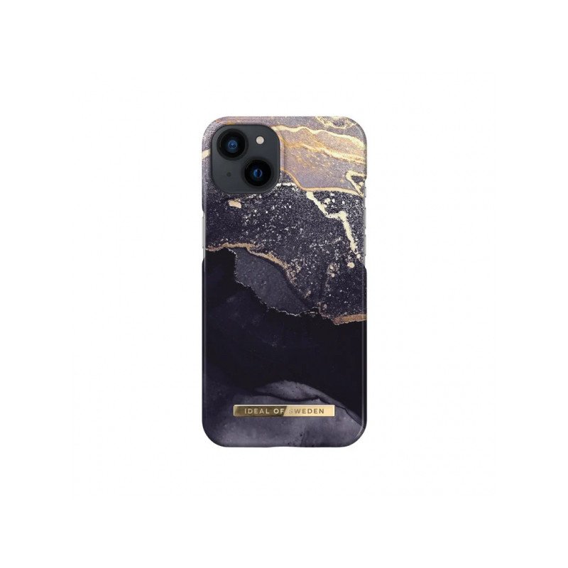 Viedtālruņa aizmugurējais vāciņš Apple iPhone 14 Golden Twilight Marble Black, Gold, With Design