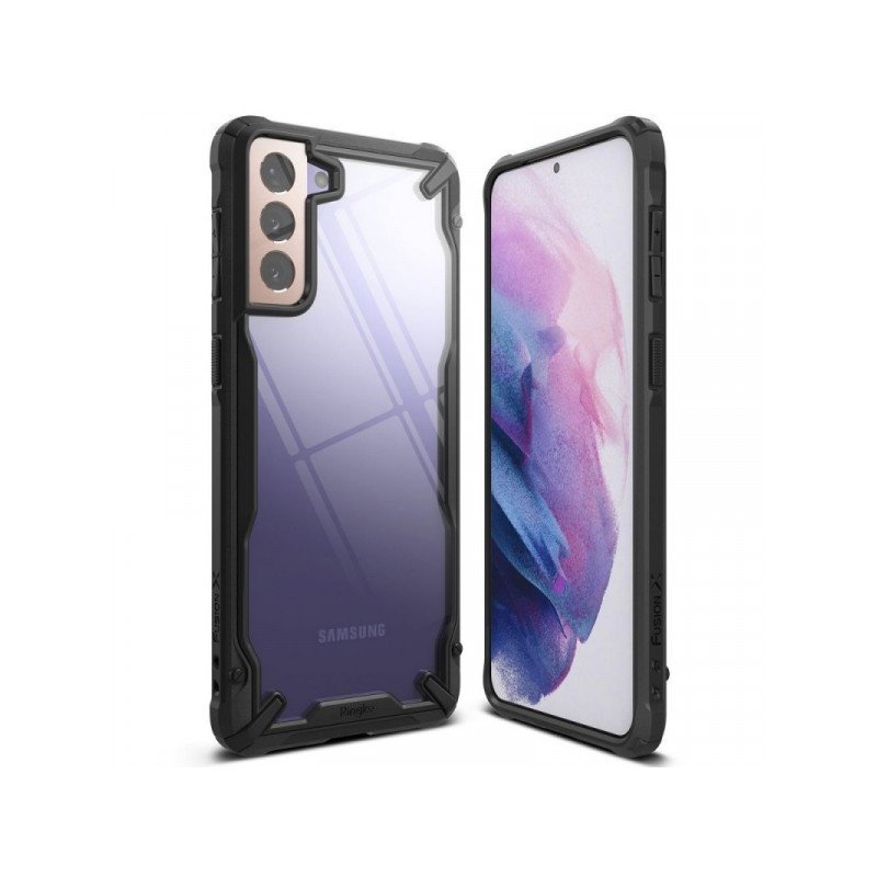 Viedtālruņa aizmugurējais vāciņš Samsung Galaxy S21 Fusion X Black, Transparent