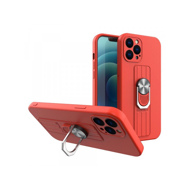 Viedtālruņa aizmugurējais vāciņš Apple iPhone 7 / 8 / SE 20 / SE 22 Silicone Ring Case Red
