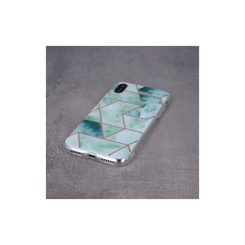 Viedtālruņa aizmugurējais vāciņš Apple iPhone 7 / 8 / SE 20 / SE 22 Geometric Marmur Green, With Design