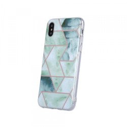 Viedtālruņa aizmugurējais vāciņš Apple iPhone XR Geometric Marmur Green, With Design