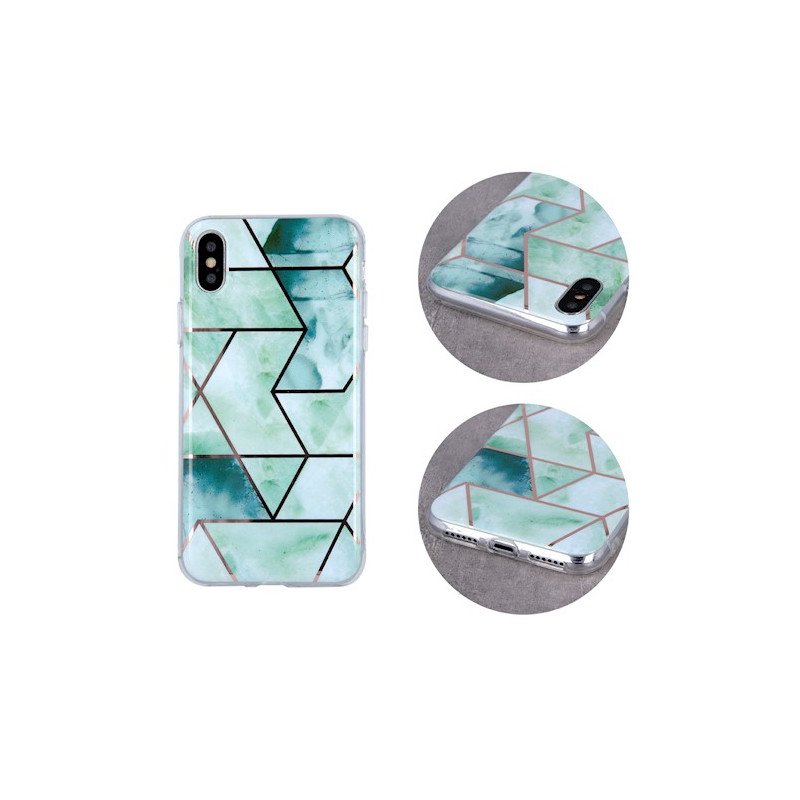 Viedtālruņa aizmugurējais vāciņš Xiaomi Redmi Note 9 Geometric Marmur Green, With Design