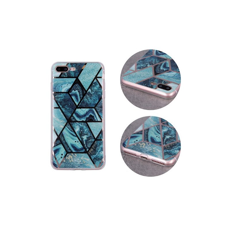 Viedtālruņa aizmugurējais vāciņš Apple iPhone XR Geometric Marmur Dark Blue, With Design