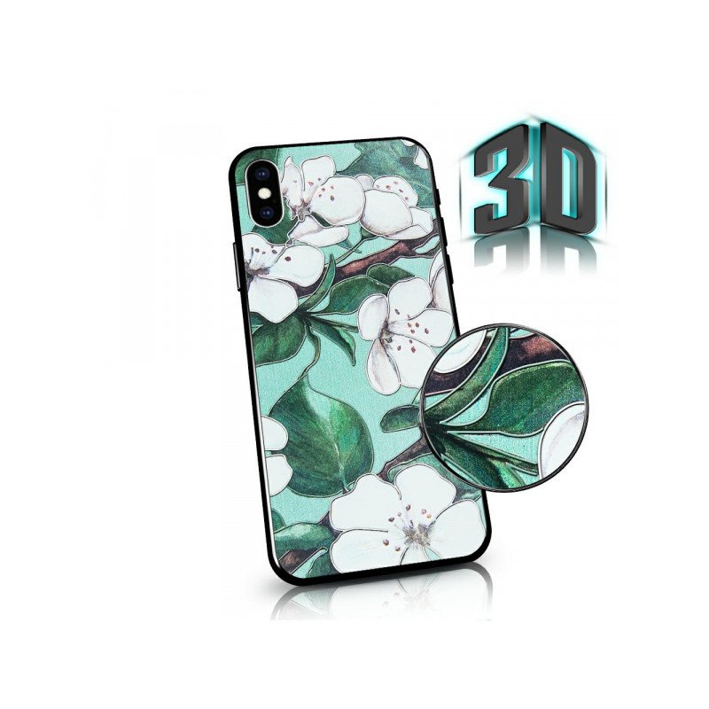 Viedtālruņa aizmugurējais vāciņš Samsung Galaxy A20 Flowers 3D Green, With Design