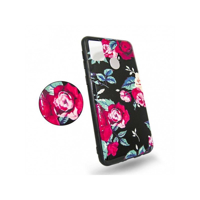 Viedtālruņa aizmugurējais vāciņš Huawei P40 Lite Flowers 3D Black, With Design